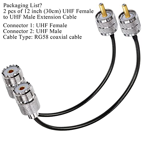 TUOLNK UHF PL259 Cable RG58 PL259 SO239 Male to Female Extension Cable Low Loss CB Coax for Two Way Radio CB Radio Wireless LAN Devices (1.64ft) 2pcs - size: 1.64ft-2pcs