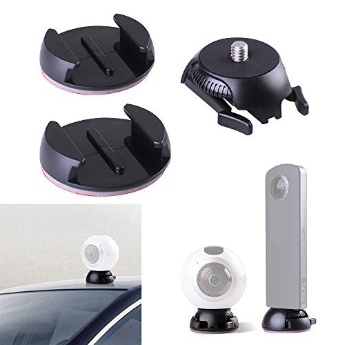Andoer Quick Release Mount Holder Including Buckle + Flat and Curved Base Adhesive Tape for Samsung Gear 360 Camera for Ricoh Theta S/SC/M15 & Sports Action Panoramic Camera w/ 1/4" Screw Hole