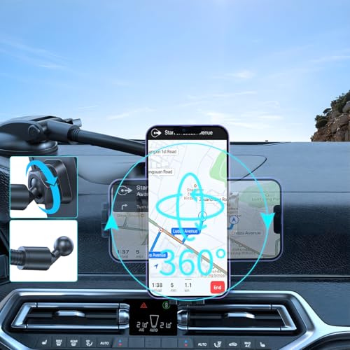 Car Phone Holder, 360 Degree Adjustable Stable Air Vent Mobile Phone Stand with Metal Hook Clip, Hands-Free Automotive Vent Cellphone Mount, Universal for Most Smartphones (Gray) - color: Gray