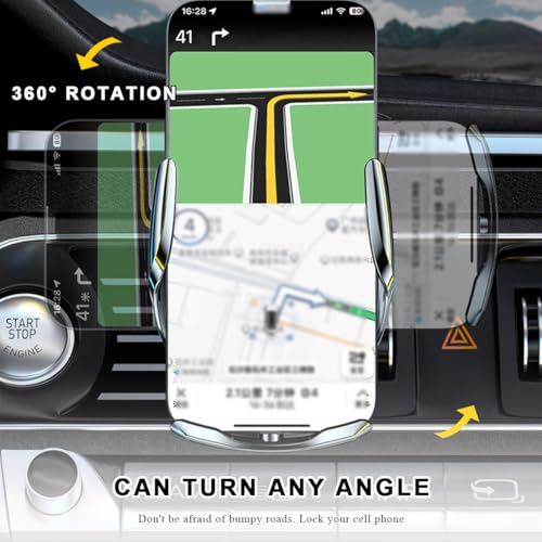 Wireless Car Charger, 15W Fast Charging Air Vent Mount Auto-Clamping Phone Holder, Automotive Electric Induction Charger 360° Rotating Magnetic Vent Mount Bracket for Smartphones (Golden) - color: Golden