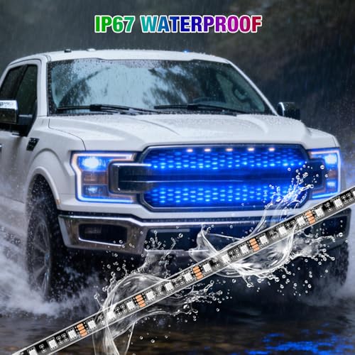 Nilight 4PCS 12" RGB LED Grille Light Strips with Wireless Remote Control - color: 4Pcs 12Inch Grille Light w/Remote