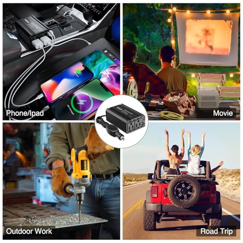 Nilight 300W Power Inverter 1 with PD 65W USB C & QC3.0 12V DC to 110V AC - color: 300W USB+PD 110V Outlet*2