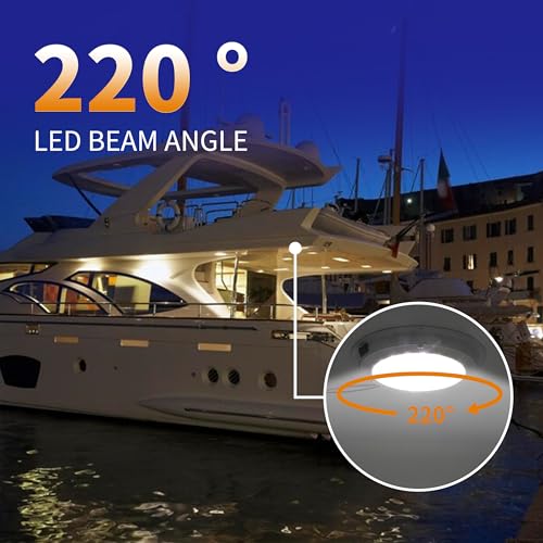 RVZONE 12V Marine Dome Light, 5.5" Stainless Steel LED Boat Cabin Light - size: 5.5 Inch White base/White Light