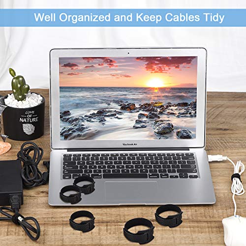 Nettbe Reusable Cable Ties, 60 PCS 8 Inches Adjustable Cord Straps Wire Organizer Cord Wrap and Hook Loop Cable Management (Pack of 2) - size: 8inches-60PCS (Pack of 2)