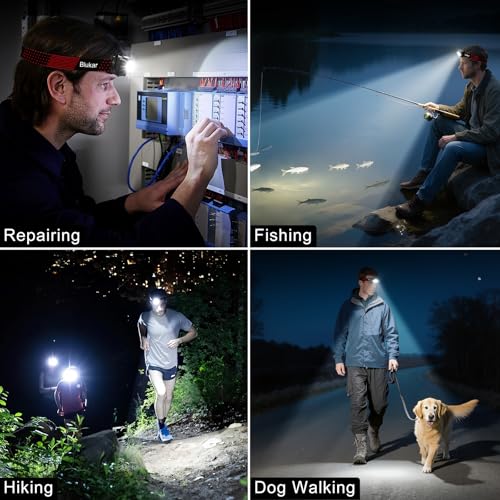 Blukar LED Headlamp Rechargeable, 2000L Super Bright Headlight Flashlight