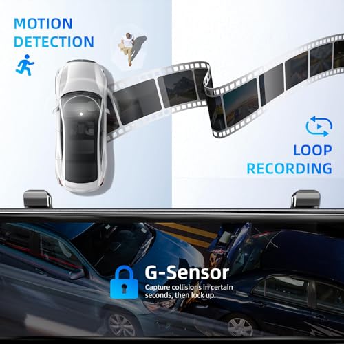 12'' Rear View Mirror Camera,4 Channel Mirror Dash Cam 4K+3x1080P,Dash cam Front Rear Inside Back up Camera,WiFi,GPS,Voice Control,8IR Night Vision,Parking Monitor,Free 128GB SD - size: 4 Channel Dash Cam+128GB