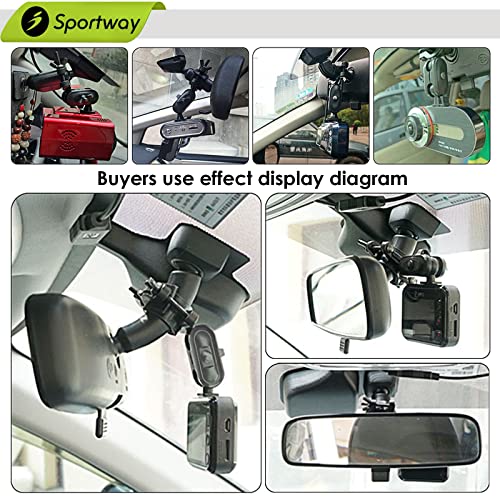 Sportway S60 Mirror Dash Cam Mount Holder, 100% Secure 360° Adjustable View