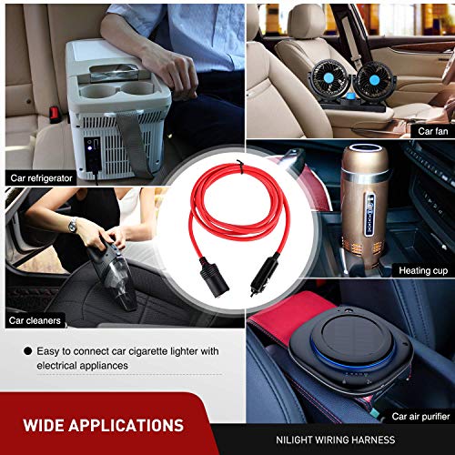 Nilight Cigarette Lighter Extension Cord Cable Heavy Duty 6ft 12V/24V Car Charger with Cigarette Lighter Plug Cigarette Lighter Socket,2 Years Warranty - color: 6ft Cigarette Lighter Red