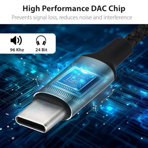 FosPower USB C to 3.5mm Male to Female Audio AUX Adapter Cable (6") 2-Pack - style: 2 Pack