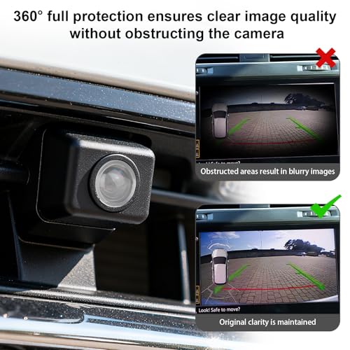 4pcs Car Camera Lens Protector, HD 360° Protection Backup Rear View Camera Protective Sticker Waterproof Rain Shield & Anti-Scratch Cover with 2 Cleaning Cloth Accessories for Most Vehicles