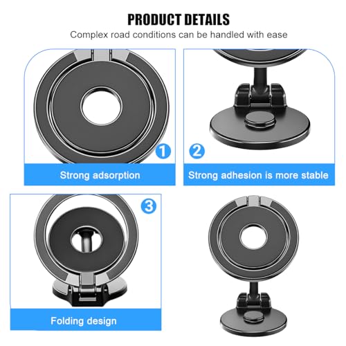 Foldable 360-Degree Magnetic Dashboard Phone Mount, Style A - size: Black1
