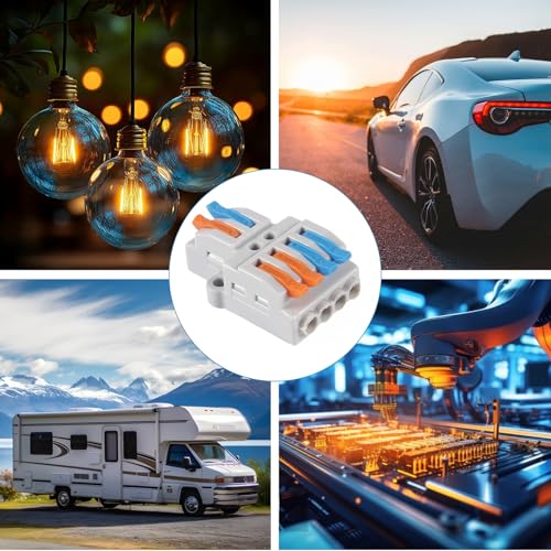 DIANN 20pcs Lever Wire Connectors 2 in 4 Out Quick Wiring Cable Connector 28-12 AWG Push-in Conductor Terminal Block - color: 20pcs 2 in 4 out