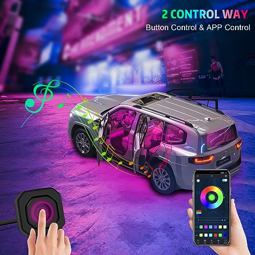 Interior Car LED Strip Lights, AMKI Acrylic LED Lights RGB 10 in 1 with Wireless APP Control Music Sync, Car Ambient Lighting Kits, Music Sync & DIY Function - size: RGB color 10 in 1