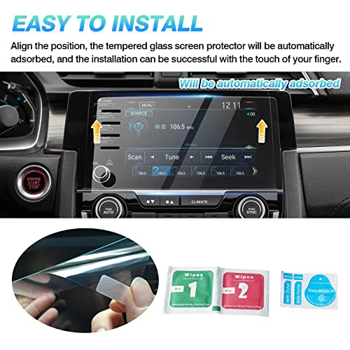 Autorder Custom Fit for Screen Protector 2019-2021 Honda Civic LX EX Touring Si EX-L 4 Buttons Tempered Glass 9H Navigation Touchscreen Protective Film - size: 2019-2021 Civic