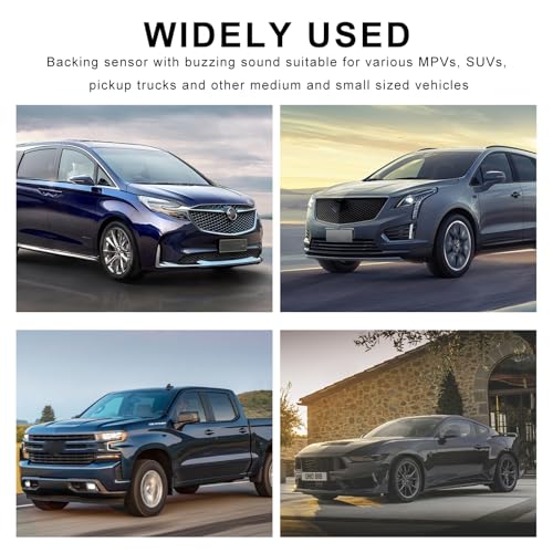 Car Parking Sensor, Reverse Backup Radar System Sound Warning with 4 Parking Sensors, LED Distance Detection Warning Buzzer Alert Parking Sensors Kit for Most Vehicles