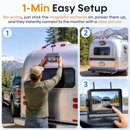 1080P Wireless Backup Camera Magnetic: 1-Min No Wiring Easy Setup & Remove