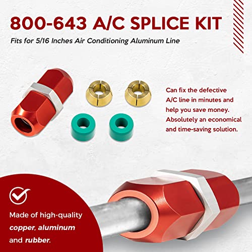 Replace for 800-643, Air Conditioning Repair Splice Connector fits for 5/16 in. Aluminum Lines, Universal Fit for Line to Line Repair - size: 800-643