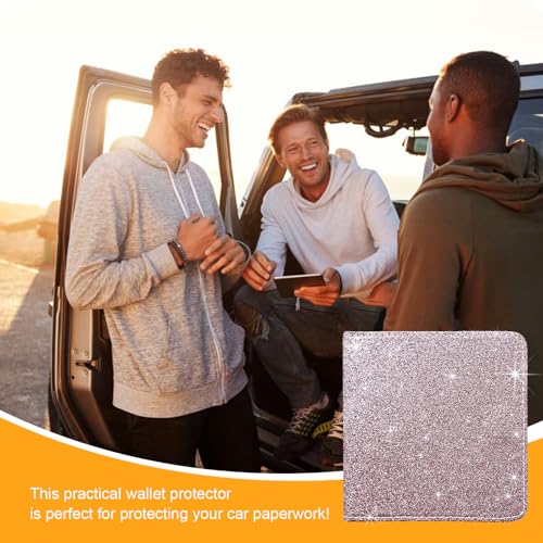 Kewucn Car Registration and Insurance Holder, Leather Auto Glove Box Organizer, Vehicle Compartment Accessories Case for Cards, Driver License & Essential Documents - color: Small-Glitter Pink