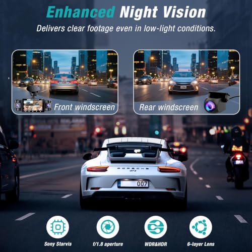 4 Channel 360° Dash Cam Front and Rear Inside with 5GHz WiFi 64GB Card