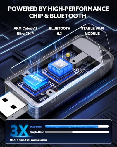 2026 Wireless CarPlay Adapter & Android Auto 2-in-1 Dongle, Powered by A7 Ultra Chip, Bluetooth 5.3, Fast and Stable Wireless Converter for Wired CarPlay, Compatible with iOS 10+ and Android 11+