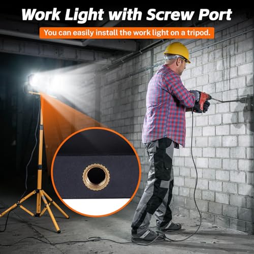 KunHe 3 Pack 4000mAh 840 Lumens Magnetic Rechargeable Work Light Stepless Dimming Magnetic Car Light Mechanic 32 Hours Long Runtime Magnetic Shop Light 330° Rotatable Portable Lamp with Hook