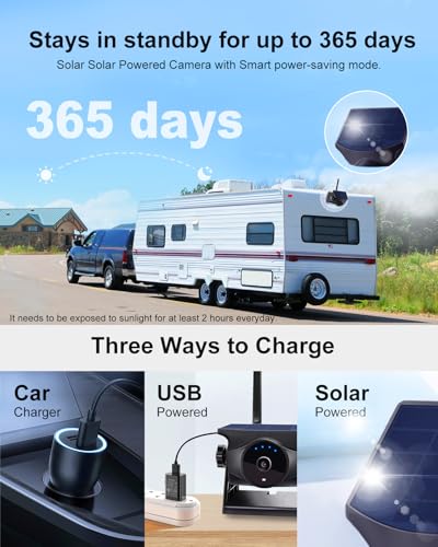 AI Magnetic Solar Wireless Backup Camera System 5" Monitor with Metal Plate