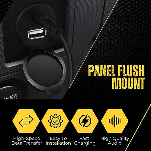TNP USB RCA Flush Mount Cable - Dashboard Panel Dash Mount Port USB + RCA to USB + 3.5mm AUX Socket Jack Plug Connector Extension Wire Cord for Car Truck Trailer Boat Motorcycle (1M / 3FT)
