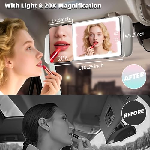 2pcs Car Sun Visor Vanity Mirror with Lights & 20X Magnification - color: 2pcs-Black