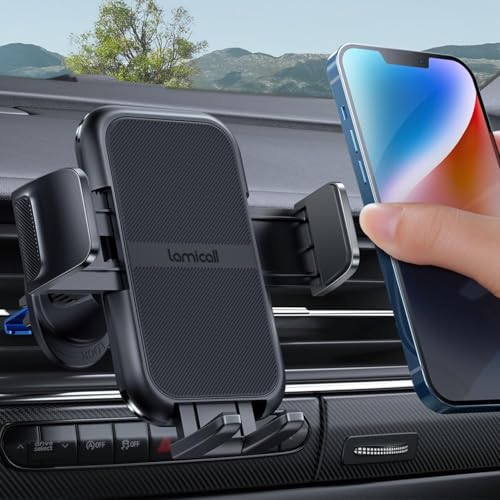 Lamicall 2026 Wider Clamp & Metal Hook Car Phone Holder Vent Accessories - color: Black