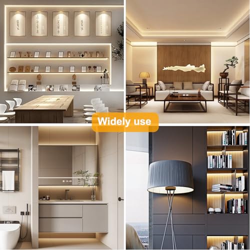 Pandery COB LED Strip Lights Natural White,24V Dimmable led Light Strip KIT with Remote and app Control,4000K 65FT/20m 8mm Wide Ra>90 Cuttable Flexible Strip Lights for Bedroom,Shelf,Cabinet - color: Natural White 4000K, size: 65FT