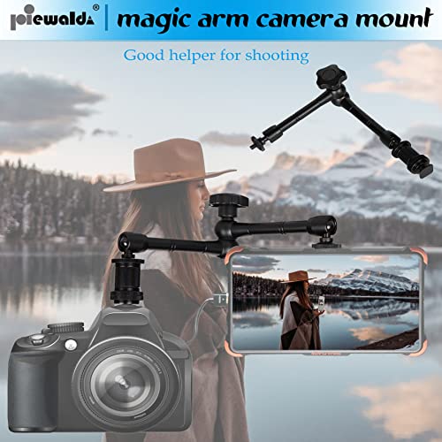 Niewalda 11" Articulating Magic Arm with 1/4" & 3/8" Threaded Super Clip - color: 11 Inch Black Magic Arm