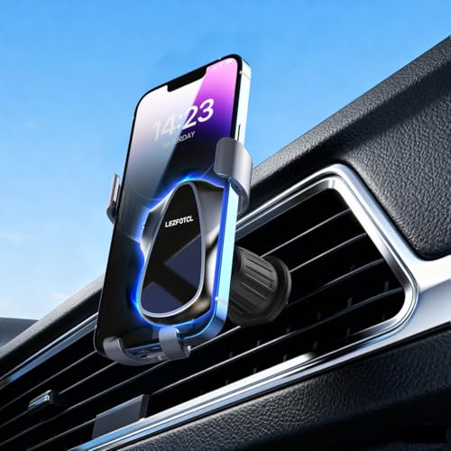 Phone Holders for Car with Metal Hook Clip, Air Vent Cell Phone Stand Car Mount, Universal Automobile Cradle for Garmin GPS Fit iPhone Android and All Smartphones, Dark Black