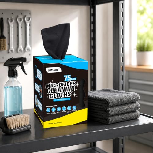 UNIMADE Microfiber Cleaning Cloth, 75 Sheets Microfiber Towels for Cars - color: Black