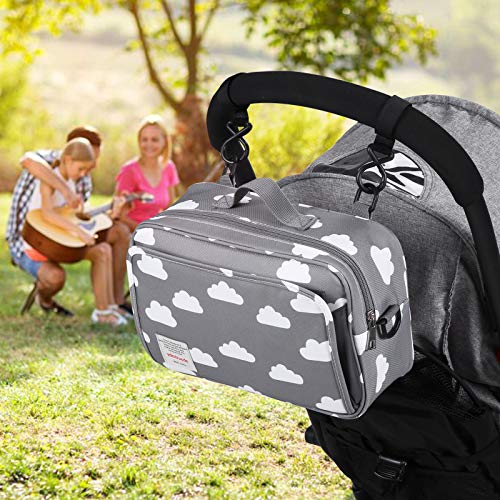 GOGOSO Small Diaper Bag, Stroller Organizer Bags for Baby with Insulated Pocket, Stroller Hooks and Adjustable Strap,Universal Mini Diaper Tote Bags Fit All Strollers, Gray - color: cloud