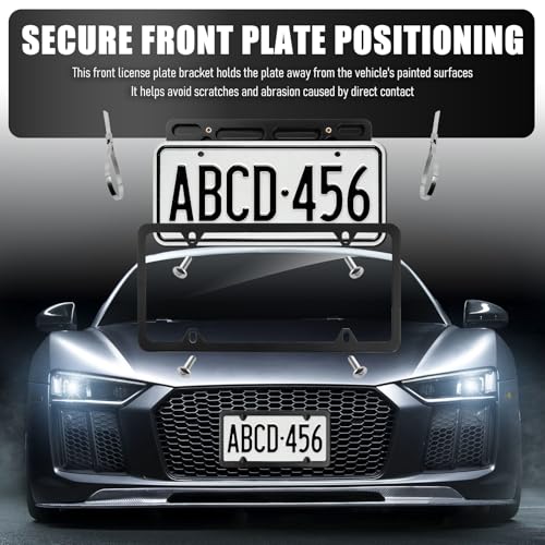 Front License Plate Bracket Kit,No Drill License Plate Mount with Screws Cable Ties,Licenses Plates Bracket Front Bumper Kit Car Accessories for U.S. Standard Cars Trucks SUVs