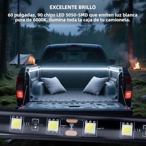 Truck Bed Lights - 3PCS 60" 270 LED Bed Light Strip Kit, Waterproof with On/Off Switch & Splitter, 6000K Cool White LED Lights for Pickup Truck, SUV, RV, Boat - color: 3PCS truck bed lights (White)