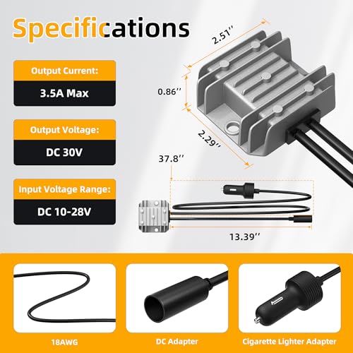 12V Power Cable Starlink Mini Car Adapter with Cigarette Lighter Plug, Starlink Step up Converter 10V-28V to 30V for RVs, Cars and Boats - color: Battery Adapter-30V-AP