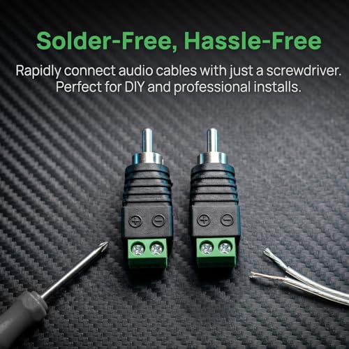 MOBOREST Solderless RCA to Speaker Wire Adapter/Connector 4-Male Plugs - color: Solder free RCA Male-4pack