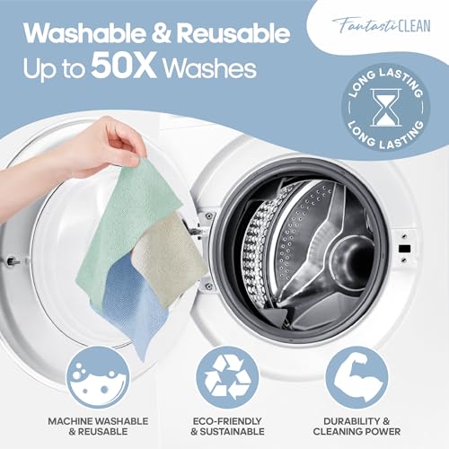 Fantasticlean Microfiber Cleaning Cloth Roll, 60 Pack, 8" x 8", Baby Blue - color: Baby Blue