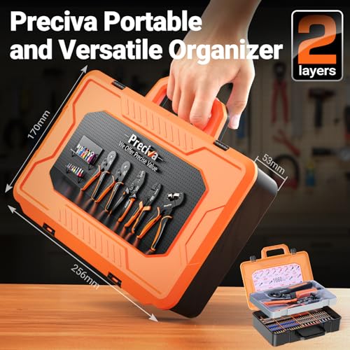 Preciva Ferrule Crimping Tool Kit with Wire Stripper, Quadrilateral Ferrule Crimper for AWG 28-5(0.08-16mm²) Self-Adjustable Ratchet Ferrule Terminals Crimping Tool with 1660Pcs Ferrules Connectors - size: Quadrilateral Ferrule Crimping Tool Kit