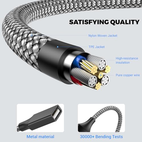 6.6FT USB A Male to 3 Female Extension Cable, Black - color: Black, size: 6.6 ft
