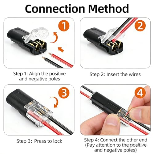 80PCS 2-Pin LED Strip Light Wire Connector with Locking Buckle - size: 80PCS