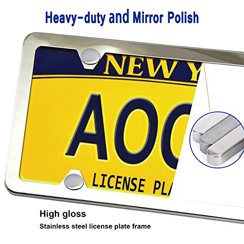 Aootf Trailer License Plate Bracket, Aluminum Holder & Chrome Frame - color: Silver
