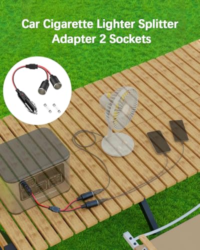 Car Cigarette Lighter Splitter Adapter 2 Sockets, Multi Plug Outlet Extension Cord 12V-24V Dual Female Socket Automotive Replacement Cigarette Lighter 2-Way Splitter Y-Adapter with 15A Fuse