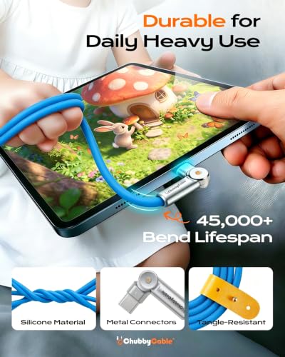 chubbycable RotateX 240W 180° Rotating USB C to USB C Cable, Blue, 6.6ft - color: Blue, size: 6.6ft (2m)