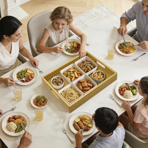 20 x 14 inches Leather Rectangle Serving Tray with Hole Handles,High-End Light Large Service Tray for Ottoman Tray, Tea, Food, Butler - Countertop, Kitchen,Family Dinner, Picnic (Brown) - color: Brown, size: 20" x 14" x 2"