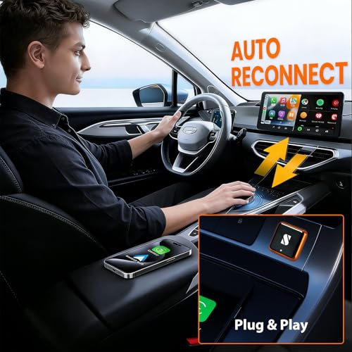sunweyer Wireless CarPlay Adapter S46 Orange L-Shape Apple Android Auto