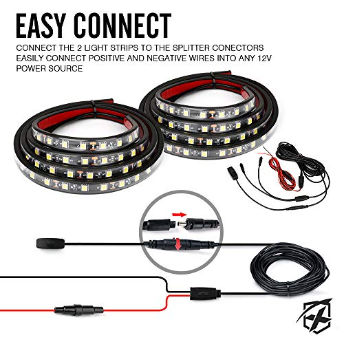 Xprite 2PCS 60" White Truck Bed Lights Strip Kit 180 LED Neon Accent Light - size: 2 PCS