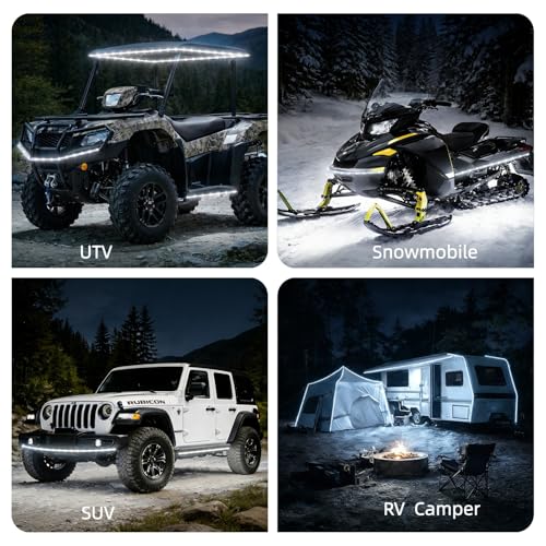 12V Marine Boat LED Light Strip Super Bright, 2 Pack 2FT IP68 Fully Waterproof RV Front Cap Lights, Golf Cart Underglow Roof Lights Strip for Truck ATV UTV SUV Car Pickup Trailer, Cuttable, White - color: White, size: 2FT