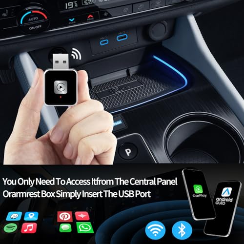 Wireless Carplay Adapter, Android Auto Adapter 2025 Carplay, Plug and Play Convert Wired to Wireless Supports Car Original Control, Mini Car Play Box for Cars - size: Big